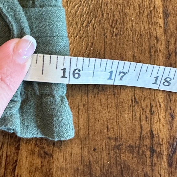 Mustard Seed | Sage Green Paper Bag Waist Faux Wrap Skort with Tie Belt - Picture 8 of 8